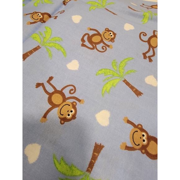 Monkeys And Palm Trees On Blue Background Cotton Fabric 1 Yard New - Picture 4 of 5